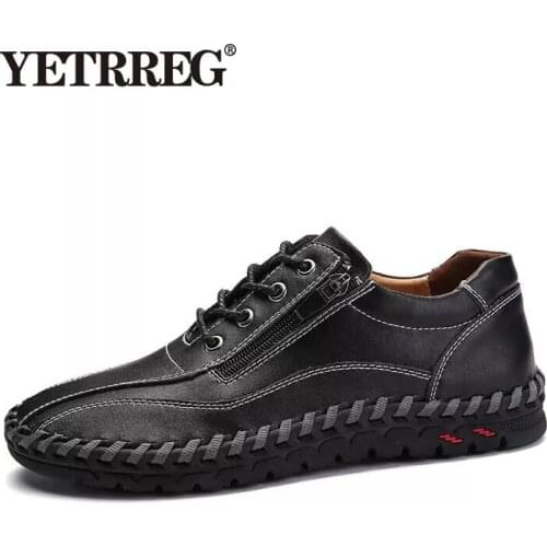 VANCAT Brand Fashion Breathable Genuine Leather Men Shoes Lace Up Moccasins Flats Mens Casual Shoes Hot Sale Large Sizes 38-48