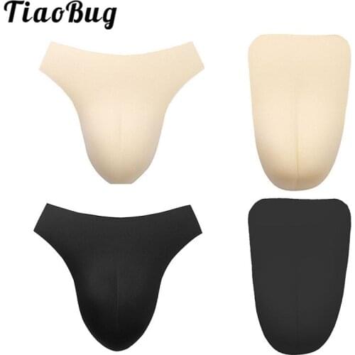 TiaoBug Men Crossdressing Transgender Pouch Pads Mild Soft Camel Toe Underwear Sexy Male Underpants Shaping Removable Inside Pad