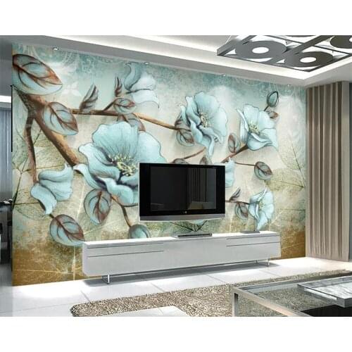 Beibehang Custom wallpaper vintage floral flowers and birds modern minimalist abstract TV background wall painting 3d wallpaper