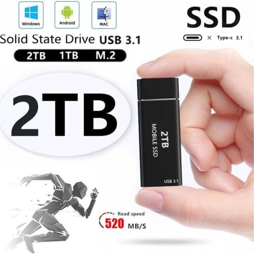 Original 2TB External SSD 1TB 500GB Mobile Solid State Hard Drive USB 3.1 External SSD Typc-C Portable Hard Drive