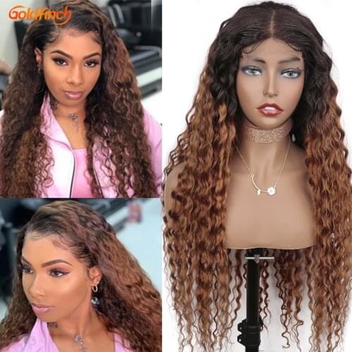 1b/30 Water Wave Ombre Human Hair Wig Closure Honey Blonde Human Hair Wigs Remy Malaysian WaterWave Ombre Wigs 30 150% Density