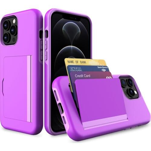 PC+TPU Protective Credit Card Holder Case For iPhone 13 12 11 Pro Max ID Slot Casee For iPhone 13mini Cover Coque Funda Bumper