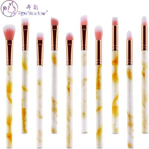 Ronshadow 10pcs Marble Crystal Makeup Brushes Set Eyeshadow Sector Concealer Eyeliner Eyebrow Make Up Brush of Cosmetic Tool