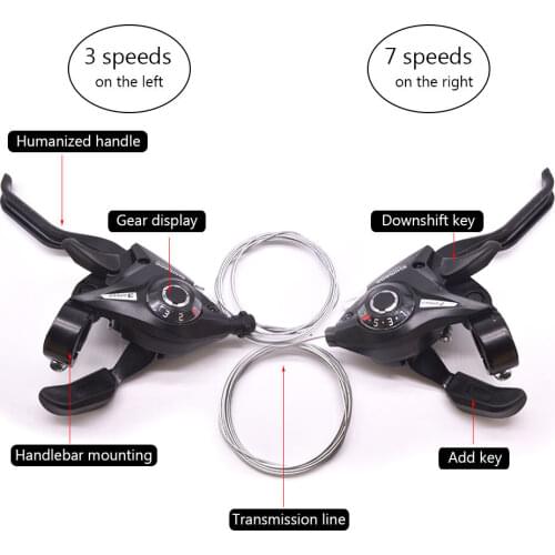 2PCS Mountain Bike Brake Lever EF51-7A Shifter Bicycle Set Aluminum Alloy 3X7 21 Speed For Mountain Road Folding Bike Accessorie