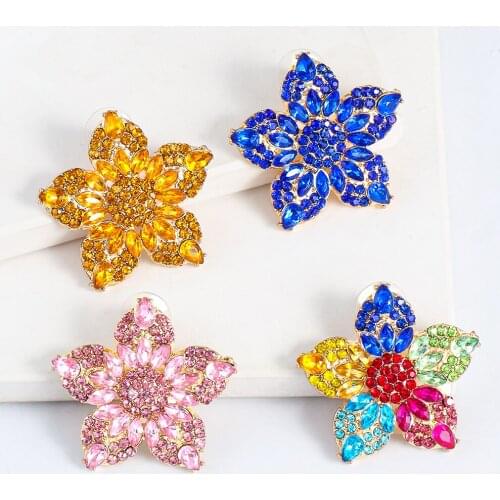 New Colorful Rhinestone Flowers Earrings Crystal Romantic Star Earring Luxury Earing for Women Jewelry Accessories Wholesale