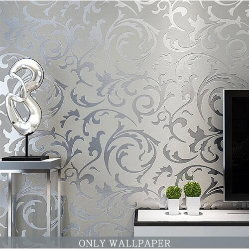 Grey 3D Victorian Damask Embossed Wallpaper Roll Home Decor Living Room Bedroom Wall Coverings Silver Floral Luxury Wall Paper