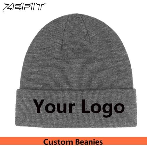 LOGO customized Beanies Winter Hats Free Embroidery Woven Label Tag Personal Design Kintted Adult Skullies