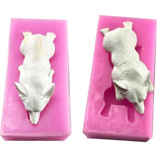 Sleeping Position Corgi Silicone Mold Dog Plaster Scented Mold DIY Cake Silicone Mold DIY Craft Key Ring Pendant Cake Decoration