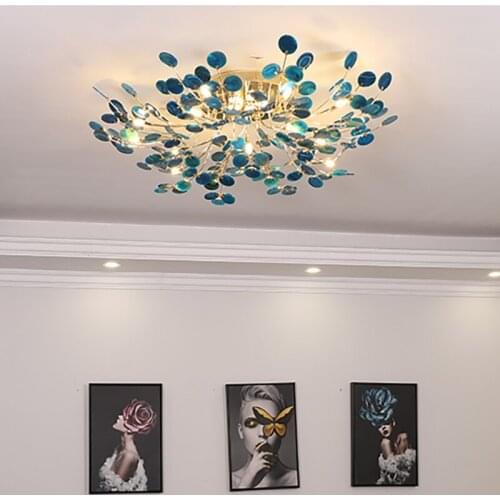 Modern Color Agate Ceiling Lamp Bedroom Living Room Hall Restaurant Branches Decor Hanging Light Firefly Decor Ceiling Lights