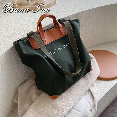 Khaki Handbag for Women 2021 New Luxury Handbags Canvas Tote Bag Purses Crossbody Shoulder Baguette Bag Shopping Bucket Bags