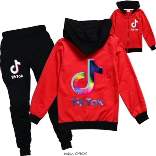 Tik Tok Sweater cardigan spring and autumn set childrens green coat and pants children suits street fashions
