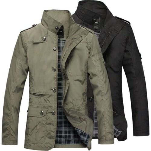 2021 Spring New Mens Windbreaker High Quality Casual Polyester Large Size Mens Jacket Slim Collar Coat Jacket Men