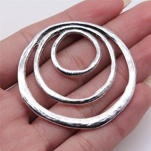 WYSIWYG 1pcs/lot 49x51mm 3-Layer Circles Charms Pendant For Jewelry Making Antique Silver Color Alloy Jewelry Accessories