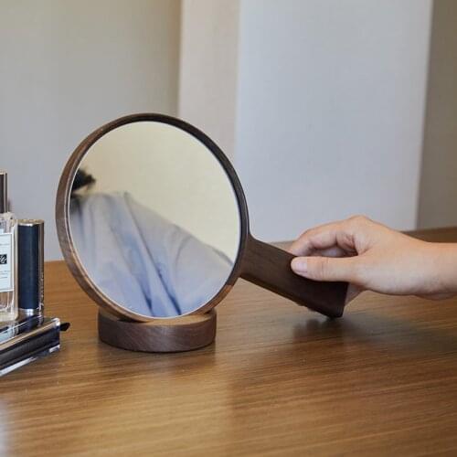 Makeup Mirror Wood Bathroom Accessories Standable Desktop Decoration Mirror High Clear Standing Cosmetic Dresser Mirror