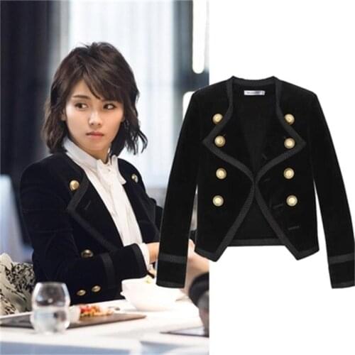 Blazers Women jacket spring New High quality small suit jacket female casual black OL professional velvet suit women coat women