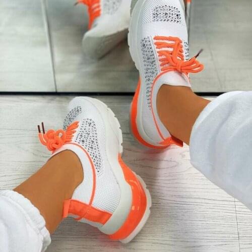 Plus Size Breathable Light Weight Sock Sneakers Women Running Shoes 2021 Sports Shoes Women Sneakers Sport White Knit GMB-2033