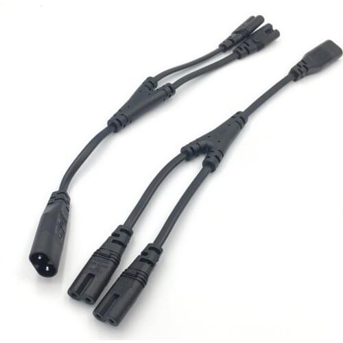 1PC IEC 320 C8 2Pin Male to 2 x C7 Female Y Split Power Cable About 28CM IEC 320 C7 to C8 extension cords C8 male to C7 female