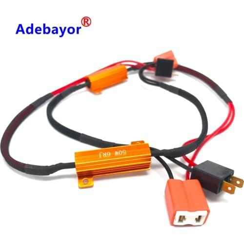 1PCS LED Bulb Decoder Resistor Canbus Wire Harness Adapter 50w 6/8ohm 9-14V for H4 H7 H8 H9 H11 HB3 Car Headlights