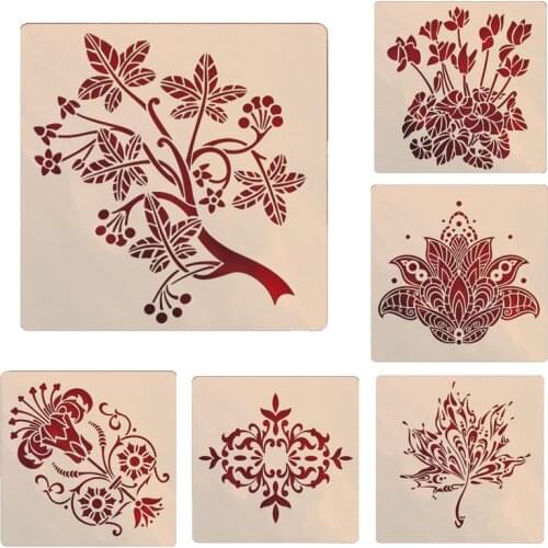 2pc 20*20cm Stencil Mandala Leaf Decor DIY Walls Layering Painting Template Scrapbook Embossing Office School Supplies Reusable