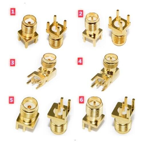 5pcs SMA female radio frequency connector bias foot positive foot elbow foot RF outer screw inner hole pin SMA-KWE/KHD connector
