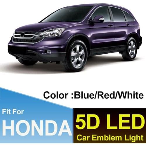 5D LED Car Rear Grille Emblem Lights Lamp for NEW FIT 07 CR-V 10 Odyssey 08-09 ACCORD CIVIC Blue/White/Red Decoration