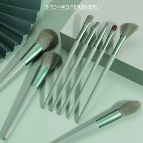8Pcs / Set Wooden Handle Nylon Wool Professional Makeup Brushes Tool Set Foundation Eye Shadow Lip Make Up Brush Cosmetic Kit