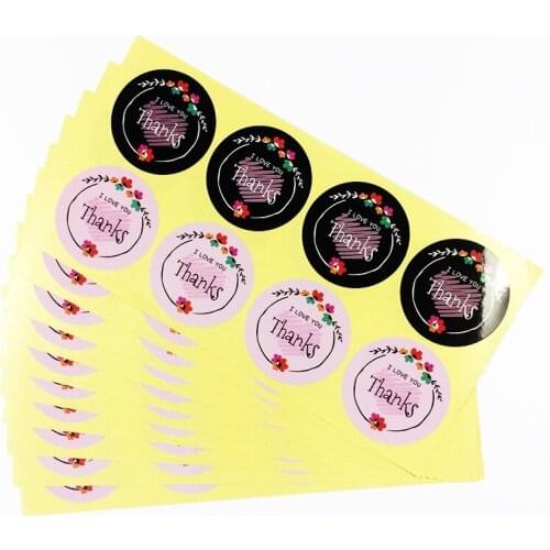 800pcs/lot Black & Pink Thanks series Circular Adhesive Kraft Seal Sticker for Baking Gift Label Stickers Funny DIY Work