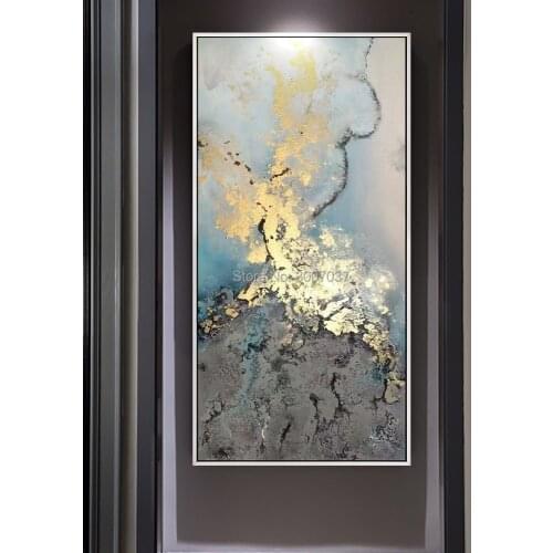 Abstract Canvas painting quadros caudros decoration for Home Decor Pure Hand Painted Gold Abstract Oil Painting