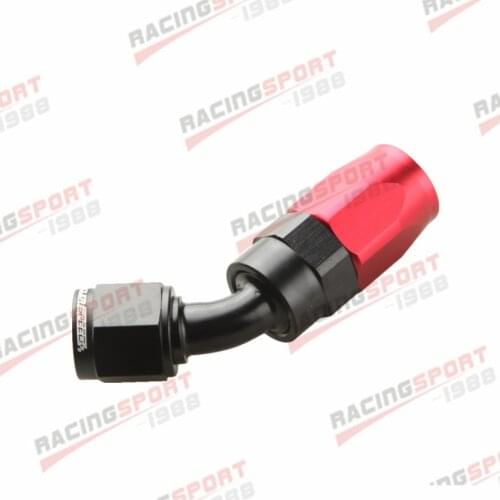 -6 AN AN6 6AN Aluminum 45 Degree Swivel Oil Hose End Fitting Adapter Red-Black/SILVER