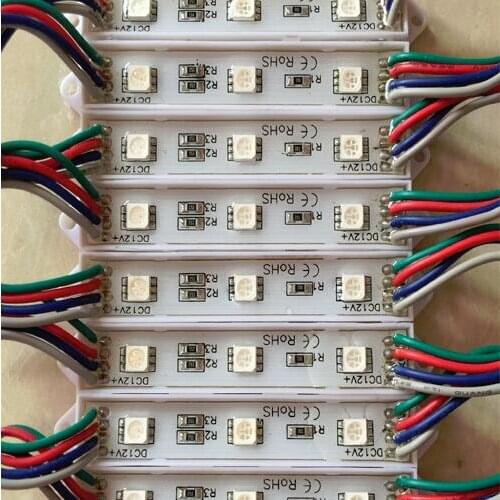 Free Shipping! DC12V Super Bright SMD 5050 RGB white red LED Module Light 3leds/piece IP65-Waterproof 0.75W for Advertising