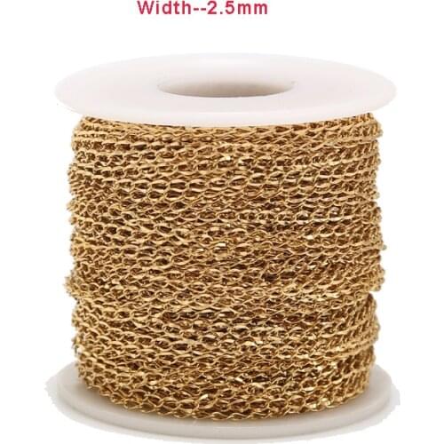 1M/2M/5M/10M 2.5mm Stainless Steel Gold Link Chain Necklace Bulk Cable Chain for Jewelry Making Findings DIY Necklace Bracelet