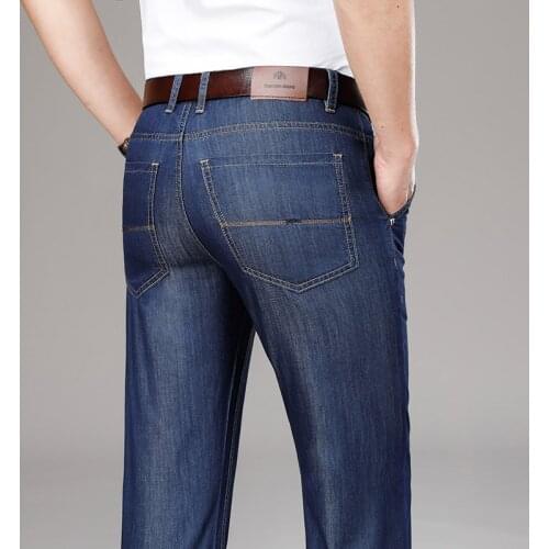 High Quality Business Loose Straight-Leg Jeans MenS 2021 New Summer Modal Ultra-Thin Breathable Trousers Male Brand Denim Pants