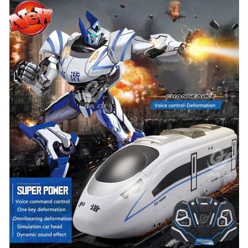Voice Control Remote Control Deformed Train RC 40.5cm 2.4G Large Simulation Robot Train With Light And Sound Children Model Toys