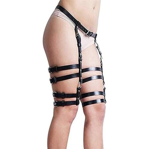 Hot Punk New Street Sexy Halter Adjustable Leather Harness Bra Harajuku Gothic Bondage Suspenders Waist Belt Straps Accessories