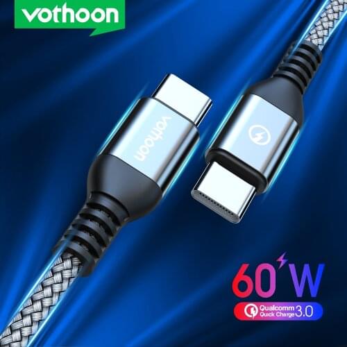 Vothoon USB C to USB Type C Cable For Samsung S20 Xiaomi S10 Quick Charge 4.0 PD 60W Fast Charging for MacBook Pro Charge Cable