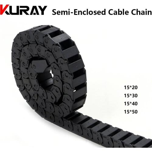 Kuray Cable Chain 15*20 30 40 50mm Wire Transmission Carrier Plastic Drag Towline For 3D Printer CNC Engraving Robot Machine
