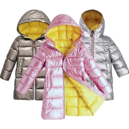 Fashion Kids Jackets For Boys Girls Autumn Winter Hooded Cotton-padded Down Coat boy Warm Long Outerwear Parkas 7 colors