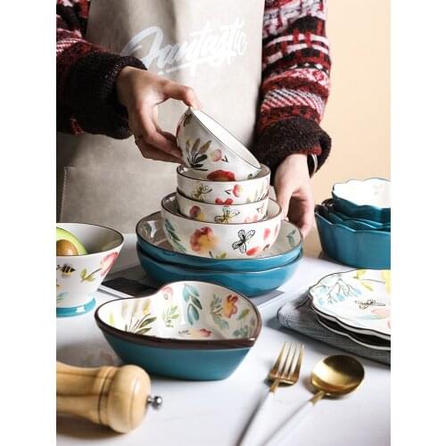 Flower Ceramic Dinner Plates Set Modern Creative Home Dinner Plates Wedding Reception Pratos De Jantar Eating Utensils EI50TZ