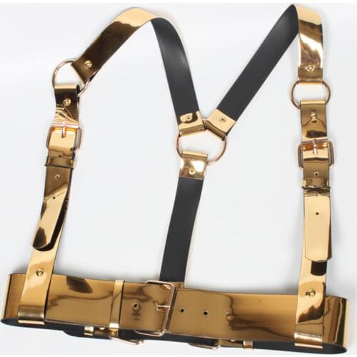 New GOGO Dance Wear Gold Mirror Costume Personality Straps Hipsters Belt Bar Nightclub Singer DJ Performance Accessories B1148
