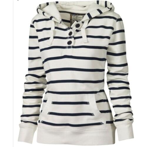 New Quality Ladies Tops Women Slim Hooded Sweater Female Fashion Striped Sweater For Ladies
