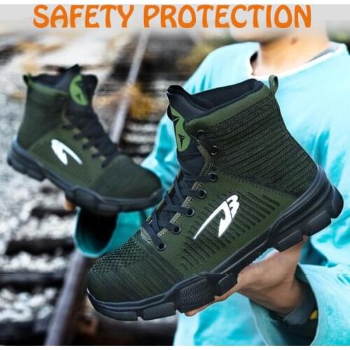 Winter New Men‘s Anti Smashing Cotton Steel Toe Work Shoes High Top Warm Boots Men Puncture Proof Safety Shoes Air-mesh