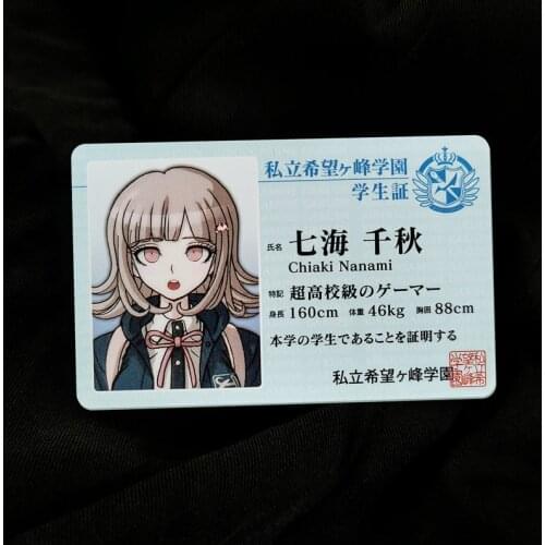 Danganronpa Anime characters Cosplay Student ID Card Nagito Komaeda Nanami Chiaki Nana'mi PVC Student IDCard Props