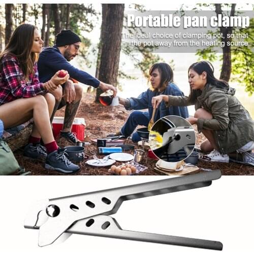 Camping Anti-Scald Pot Pan Gripper Outdoor BBQ Picnic Handle Holder Clip Aluminium Alloy Hand Grasp Forceps Handle Clamps