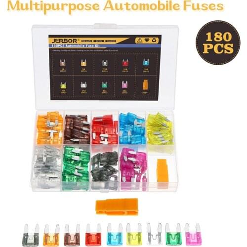 180pcs 5/7/10/15/20/25/35A Fuse Car Blade Fuse Assortment Assorted Kit Mini Small Size Blade Set Auto Truck Automotive Fuse