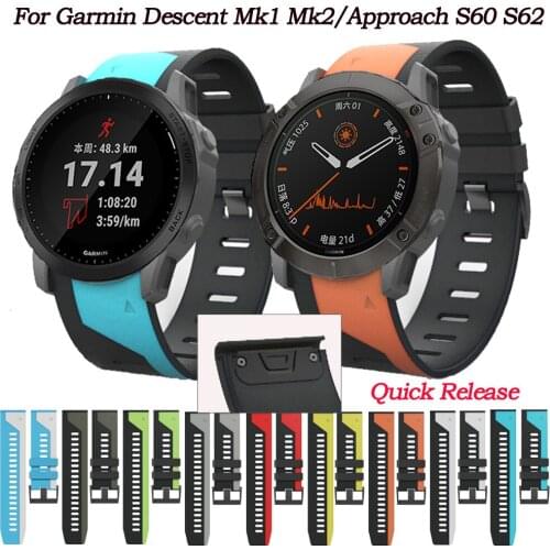 Sport Silicone Watchband Strap For Garmin Descent Mk1 Mk2/Approach S60 S62 Wrist 22 26mm Garmin instinct/D2 Charlie Easyfit Belt