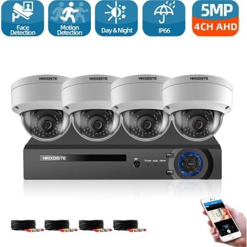 AHD 4CH CCTV System 5mp Video Surveillance DVR with 4PCS 3.6MM 5.0MP HD Night Vision CCTV Home Security Camera System Kit 2TB
