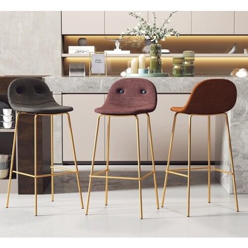 Nordic Bar stool chair Leisure Time golden Wrought Iron Stool cafe Backrest Metal Bar Chair Bar Counter Stool Restaurant