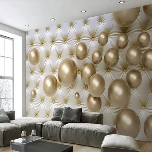 Stylish 3d metal spherical modern bedroom sofa TV background wall professional production mural custom photo wallpaper