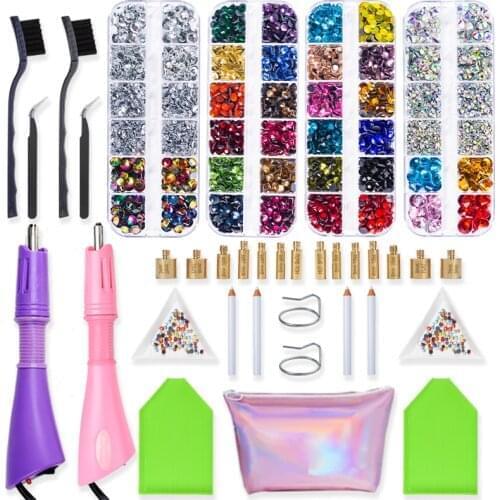 Hotfix Rhinestones DMC Full Set With Hotfix Applicator Crystal Glass SS10-SS40 Hotfix Rhinestones total 5216 pcs Rhinestones