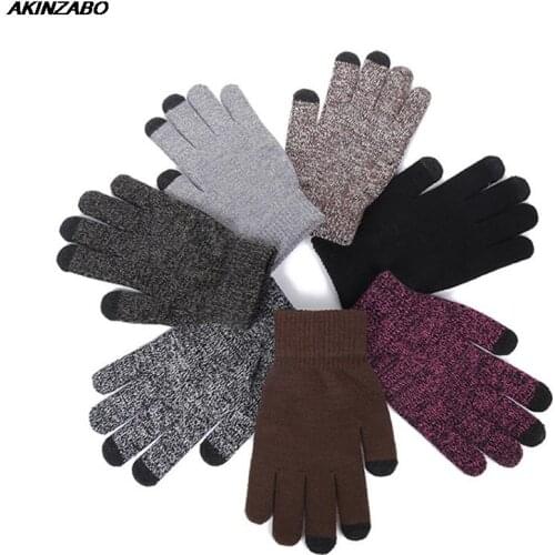 Large-Size Thermal Knitted Warm Winter Gloves Women Men Increase Thicker Non-Slip Outdoor Touch Screen Gloves Winter Mittens